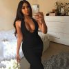 The Best Women Long Dress Ladies Summer Bodycon Backless Sleeveless Deep V Neck Cocktail Party Clubwear Formal Dress Online - Hplify