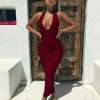 The Best Women Long Dress Ladies Summer Bodycon Backless Sleeveless Deep V Neck Cocktail Party Clubwear Formal Dress Online - Hplify