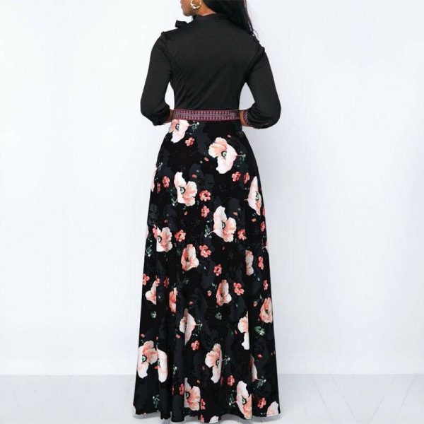 The Best Women Long Maxi Dresses Boho Floral Hollow Neck Three Quarter Sleeve Ethnic Summer Beach Female Stylish Style Dress Online - Hplify