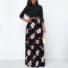 The Best Women Long Maxi Dresses Boho Floral Hollow Neck Three Quarter Sleeve Ethnic Summer Beach Female Stylish Style Dress Online - Hplify