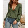 The Best Women Long Sleeve Blouse Shirt Casual Ladies V neck Lace Hollow Out Office Shirts Tops Pullover Tops Streetwear Online - Hplify