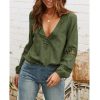 The Best Women Long Sleeve Blouse Shirt Casual Ladies V neck Lace Hollow Out Office Shirts Tops Pullover Tops Streetwear Online - Hplify
