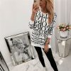 The Best Women Long Sleeve Blouse Shirt Crew Neck Letter Print Pullover Sweatshirt Loose Jumper Casual Autumn Winter Top Online - Hplify