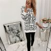 The Best Women Long Sleeve Blouse Shirt Crew Neck Letter Print Pullover Sweatshirt Loose Jumper Casual Autumn Winter Top Online - Hplify