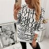 The Best Women Long Sleeve Blouse Shirt Crew Neck Letter Print Pullover Sweatshirt Loose Jumper Casual Autumn Winter Top Online - Hplify