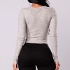 The Best Women Long Sleeve Bodycon Crop Top V Neck Autumn Lady Casual Bandage Tee Shirt Casual Tank Blouse Pullover Top Online - Hplify