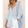 The Best Women Long Sleeve Casual Buttons Long Casual Shirt Ladies Plain OL Office Work Asymmetrical Loose Blouse Tops Online - Hplify