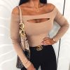 The Best Women Long Sleeve Hollow Out T Shirt Streetwear Party Club Bodycon Slim T Shirt Spring Autumn Winter Ladies Casual Tee Tops Online - Hplify