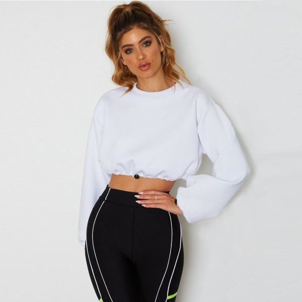 The Best Women Long Sleeve Hoodie Crop Tops Sweatshirt Ladies Casual Loose Jumper Pullover Hooded Autumn Winter Blouse Top Online - Hplify