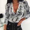 The Best Women Long Sleeve Leopard Skin Prinetd Bodysuit Autumn Casual Jumpsuit Bodysuit Slim V Neck Leotard Tops Fashion Slim Bodysuit Online - Hplify