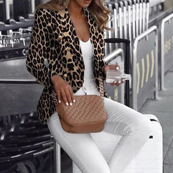 The Best Women Long Sleeve Slim Fit Blazer Leopard Suit Ladies Formal Business Coat Duster Jacket Formal Wear Ladies Elegant Suits Online - Hplify