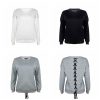 The Best Women Long-sleeve Sweatshirt Round Neck Lace Up Casual Pullover Online - Hplify