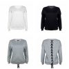 The Best Women Long-sleeve Sweatshirt Round Neck Lace Up Casual Pullover Online - Hplify