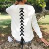 The Best Women Long-sleeve Sweatshirt Round Neck Lace Up Casual Pullover Online - Hplify