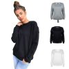 The Best Women Long-sleeve Sweatshirt Round Neck Lace Up Casual Pullover Online - Hplify