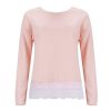 The Best Women Long Sleeve T shirt Loose Lace Top Ladies Tee shirt Femme Fashion Cute Sweet Shirt Casual Streetwear Online - Hplify