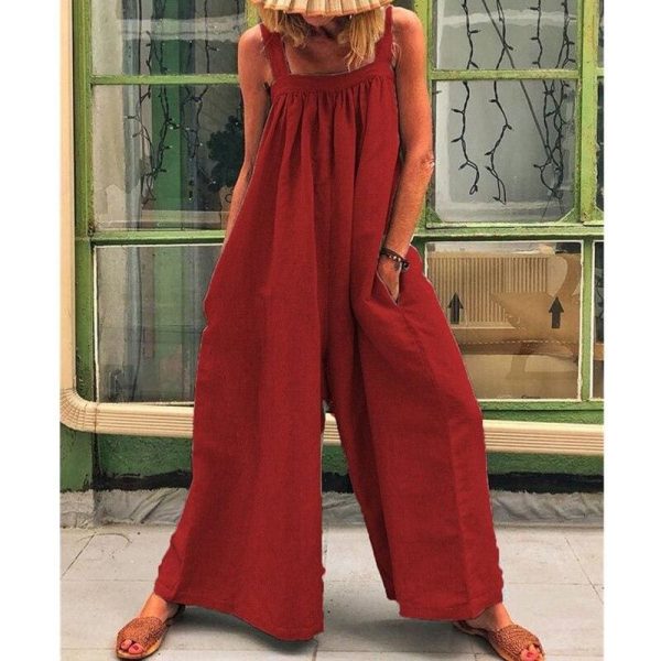 The Best Women Loose Baggy Jumpsuit Dungarees Playsuit Romper Ladies Casual Wide Leg Trousers Summer Holiday Clothing Online - Hplify