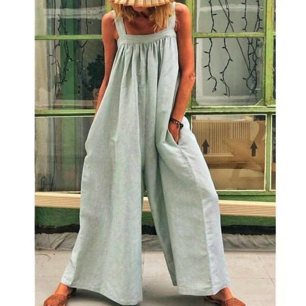 The Best Women Loose Baggy Jumpsuit Dungarees Playsuit Romper Ladies Casual Wide Leg Trousers Summer Holiday Clothing Online - Hplify