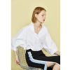 The Best Women Loose Blouse Cotton Back Button Solid V-Neck Casual Shirt Online - Source Silk