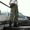 The Best Women Loose Causal Trousers Costume High Waist Chain Combat Cargo High Waist Harem Hip Hop Outdoor Military Pocket Pants Online - Hplify