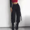The Best Women Loose Causal Trousers Costume High Waist Chain Combat Cargo High Waist Harem Hip Hop Outdoor Military Pocket Pants Online - Hplify