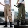 The Best Women Loose Causal Trousers Costume High Waist Chain Combat Cargo High Waist Harem Hip Hop Outdoor Military Pocket Pants Online - Hplify