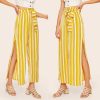 The Best Women Loose Stripe Slit Boho Beach Harem Wide Leg Casual Pants Ladies Fashion High Waist Palazzo Trousers Online - Hplify