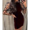 The Best Women Mesh Sheer Long Sleeve Dress Bodycon Backless Party Club Mini Dress Polka Dot Puff Sleeve Slim Dresses Online - Hplify