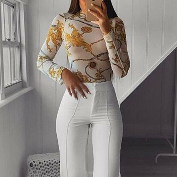 The Best Women Mesh Sheer Net See-through T shirt Ladies Long Sleeve Floral Slim FIt Crop Top Shirt Tee Summer Clothing Online - Hplify