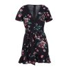 The Best Women Mini Boho Floral Dress Summer Beach Short Sleeve V-Neck Party Bohemian Beach Dress Summer Style Online - Hplify