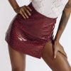 The Best Women Mini Skirt High Waist Side Split Faux Leather Club Party Bodycon Pencil Skirt for Girls Streetwear Online - Hplify