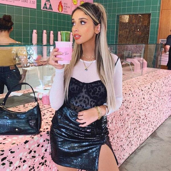 The Best Women Mini Skirt High Waist Side Split Faux Leather Club Party Bodycon Pencil Skirt for Girls Streetwear Online - Hplify