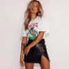 The Best Women Mini Skirt High Waist Side Split Faux Leather Club Party Bodycon Pencil Skirt for Girls Streetwear Online - Hplify