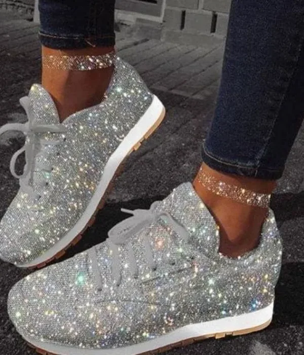 The Best Women Muffin Rhinestone New Crystal Platform Sneakers Online - Hplify