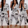 The Best Women Newspaper Print Casual Blouse Top + Sexy Long Pants Set 2Pcs Outfits Clothes Set Plus Size Online - Hplify