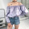 The Best Women Off Shoulder Autumn Summer Blouse Top Ladies Long Sleeve Casual Tops Shirt Holiday Beach Streetwear Online - Hplify