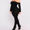 The Best Women Off Shoulder Bodycon Long Sleeve Clubwear Playsuit Jumpsuits Rompers Skinny Sexy Jumpsuits Female Black Trousers Online - Source Silk