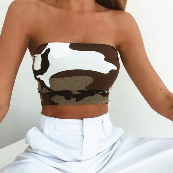 The Best Women Off Shoulder Elastic Tube Tops Summer Beach Ladies Bra Blouse Strapless Bandeau Casual Crop Top Shirt Online - Hplify