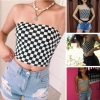 The Best Women Off Shoulder Plain Printed Boob Elastic Tube Tops Bra Blouse Summer Beach Strapless Bandeau Crop Top Online - Hplify