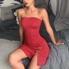 The Best Women Off Shoulder Stretchy Package Hip Bodycon Mini Dress Fashion Ladies Strapless Slim Short Club Dress Online - Hplify