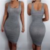 The Best Women Package Hip Dress Summer Bandage Bodycon Mini Dress High Waist Slim Solid Gray Casual vestidos Sundress Online - Hplify