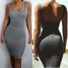 The Best Women Package Hip Dress Summer Bandage Bodycon Mini Dress High Waist Slim Solid Gray Casual vestidos Sundress Online - Hplify