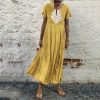 The Best Women Peasant Ethnic Boho Cotton Linen Long Sleeve Maxi Dress Gypsy Blouse Shirt Casual Kaftan Tunic Long Maxi Sundress Online - Hplify