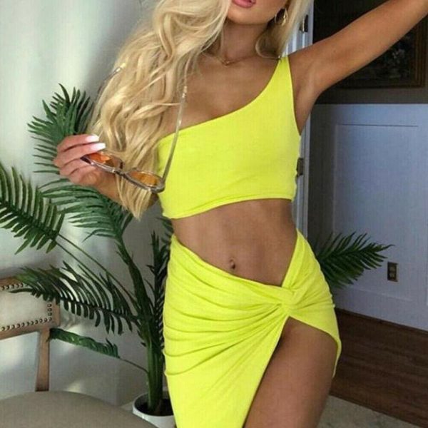 The Best Women  Piece Bodycon Two Piece Crop Top and Skirt Set Bandage Dress Club Party Dress Summer Beachwear Swimsuit Online - Hplify