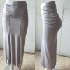 The Best Women Plain Pleated High Waist Long Maxi Skirt Sexy Stretch Solid Bodycon Mermaid Party Skirt Online - Hplify
