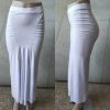 The Best Women Plain Pleated High Waist Long Maxi Skirt Sexy Stretch Solid Bodycon Mermaid Party Skirt Online - Hplify