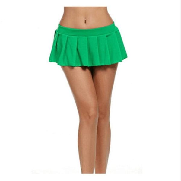 The Best Women Plain Skater Flare Pleated Mini Skirt Summer Schoolgirl Micro High Waist Short Skirts Cosplay Club Costume Online - Hplify