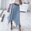 The Best Women Pleated Skirt Elastic High Waist Solid Color Midi A-line Skirt Casual Summer Beach Swing Midi Sundress Online - Hplify