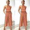 The Best Women Polka Dot Sleeveless Halter Jumpsuit Playsuit Fashion New Ladies Party Summer Loose Wide Leg Romper Trousers Online - Hplify