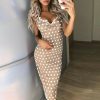 The Best Women Polka Dots Strappy Bodycon Maxi Long Dress Summer Ladies V Neck Casual Party Slim Fit Beach Sundress Online - Hplify